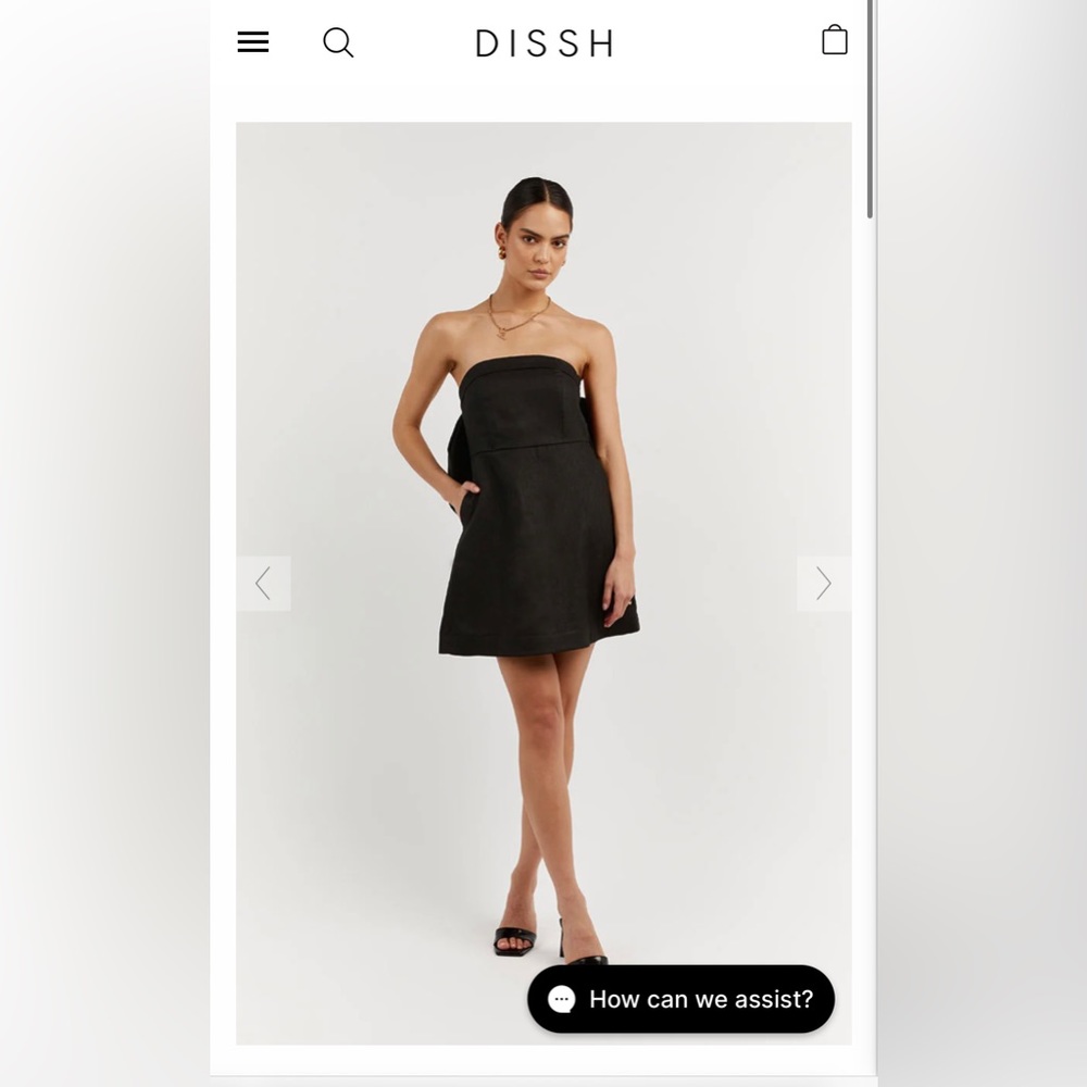 Brand: DISSH  Size: 2  Color: Black Linen  Style: Short summer dress,bow on back